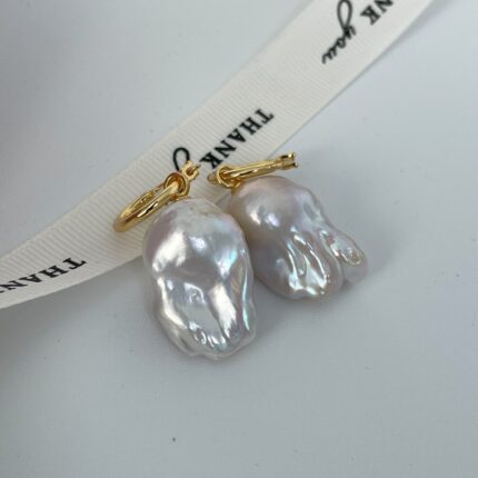 374 Hanging Large Baroque natural pearl earrings