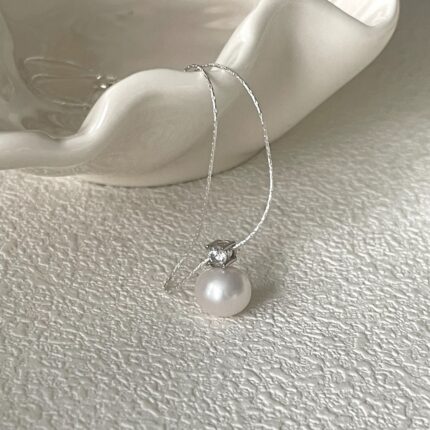 560 Princess Diana style white natural pearl necklace (pearl diameter: 10-11mm, Chain length: 45cm)