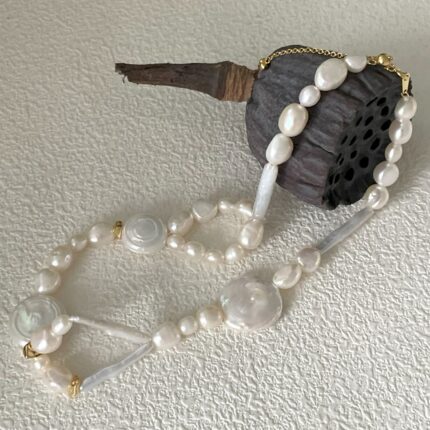 576 French choker natural pearl necklace (Chain length: 34+5cm)