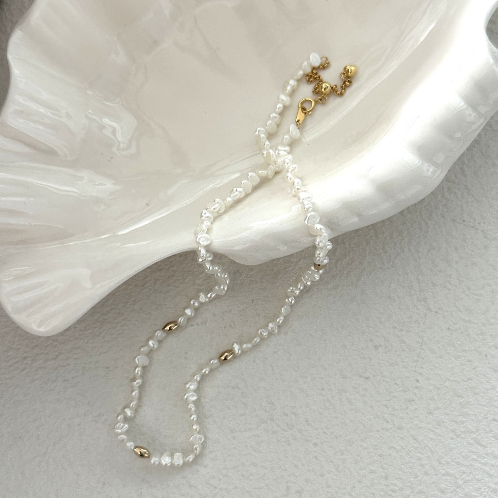 602-Mini-small-golden-bead-pearls-necklace-1