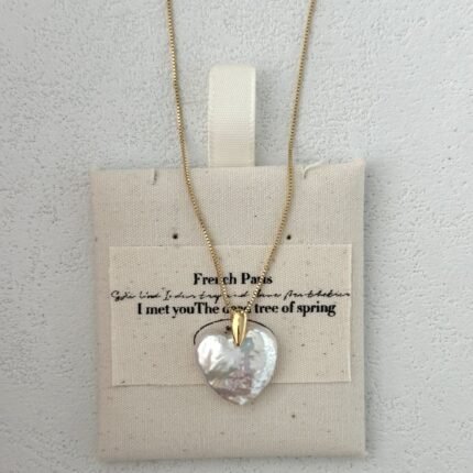 628 Gold chain large love heart-shaped pearl with free buckle necklace (Chain lengt: 50cm)