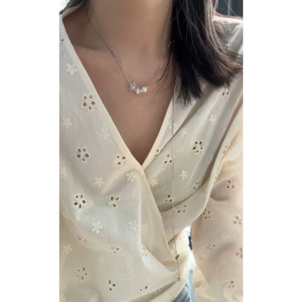 685 Keshi pearls sterling silver pull necklace (Adjustable chain length: 72cm)